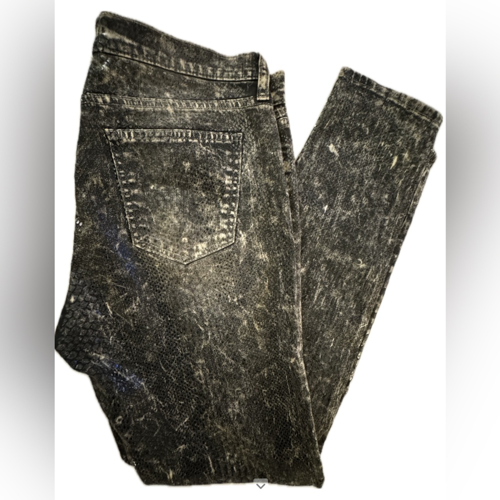 Current/Elliott Women's Black Acid Wash Distressed Skinny Jeans - Size 29